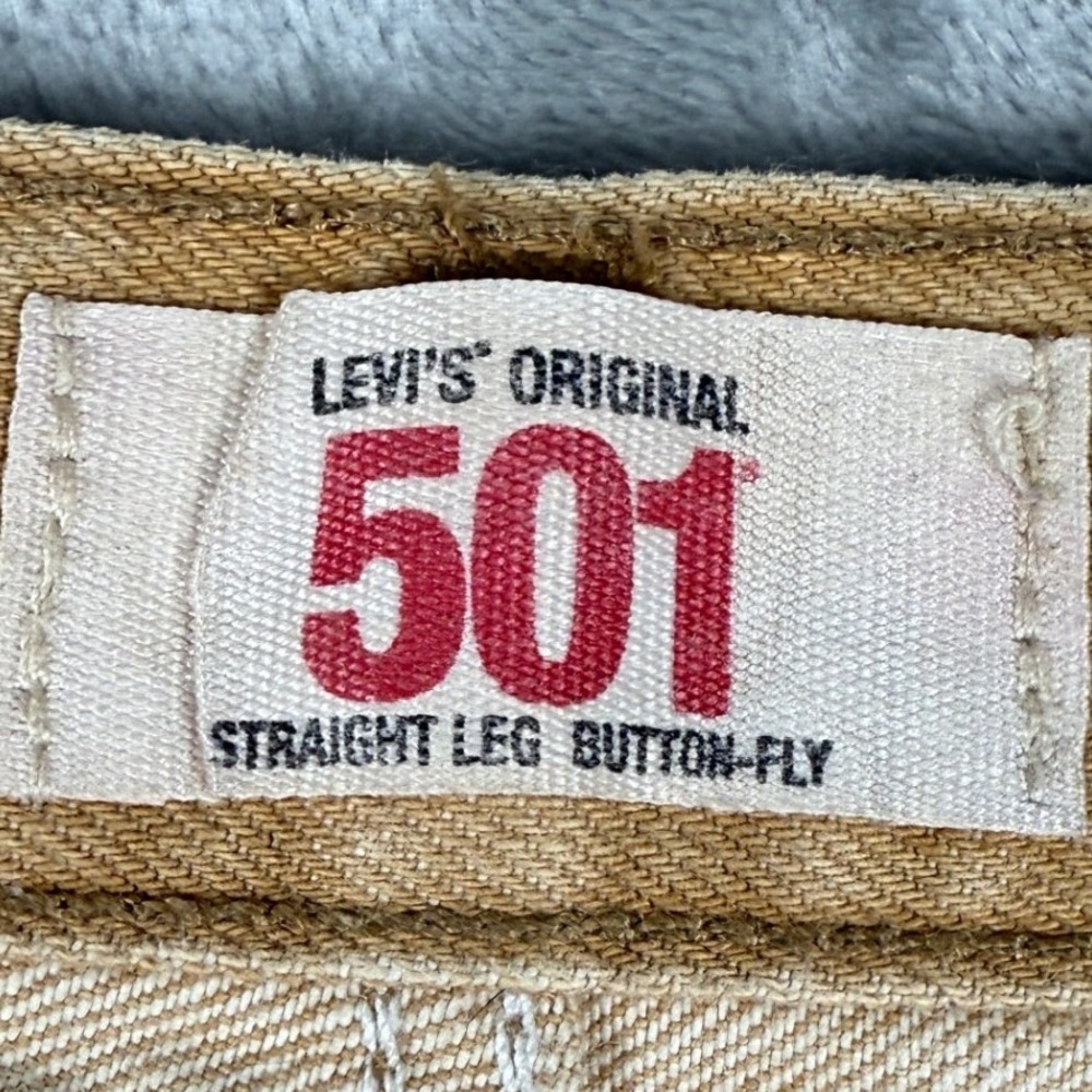 Levi Strauss & Co 501 Tan Straight Fit Denim Jeans Mens W42 L32 Cotton - Picture 9 of 9